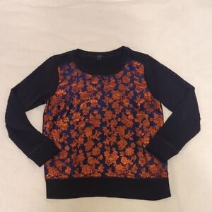 J. Crew Navy Textured Foil Patterned Sweatshirt